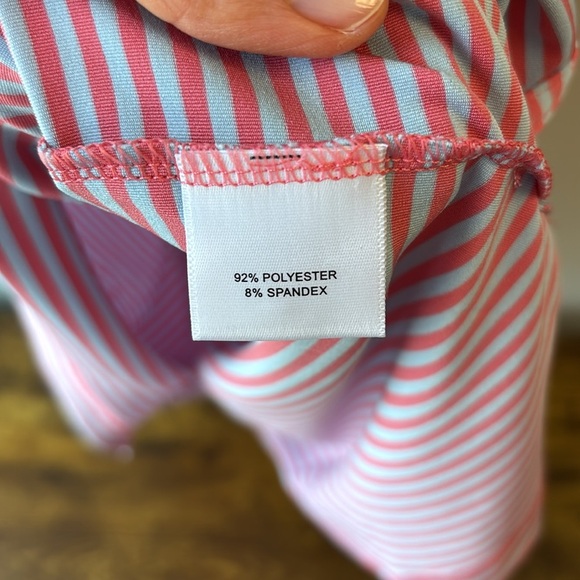 Peter Millar XL Polo Pink Striped Men's Summer Comfort PGA logo - Picture 4 of 5